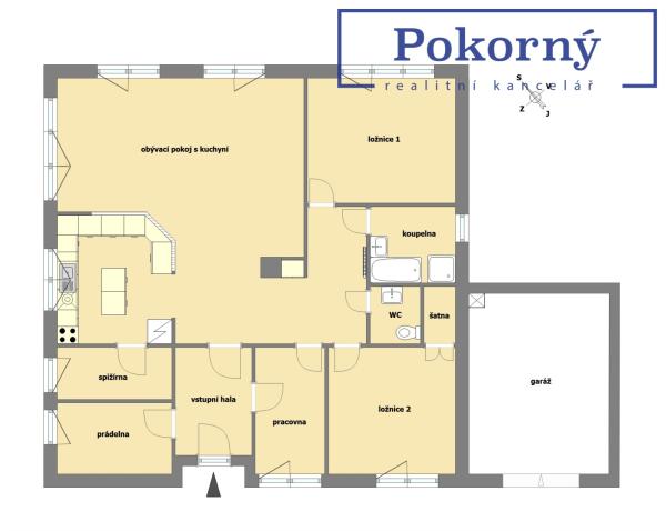 Rodinný dům + samostatný byt/kancelář 2+kk s vlastním vchodem, parkováním, terasou a zahradou – pozemek 1123 m², Mirošovice