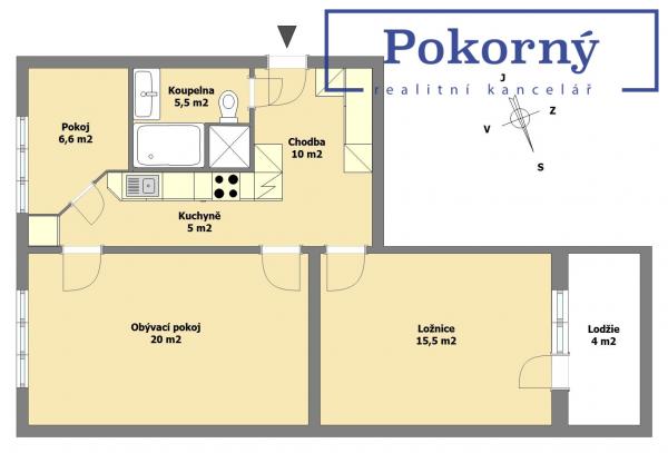 Prodej bytu 3+kk/L, Cihlářova, P4 – Kamýk