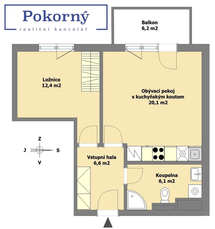 Prodej bytu 2+kk/B/G, Bermanova, P9 – Čakovice