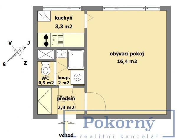 Prodej bytu 1+kk/L, DV, ul. Rumburská, P9 - Střížkov