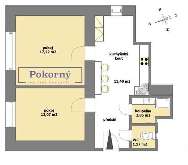 Prodej bytu 2+kk, OV, ul. Zelinářská, Praha 4 – Braník